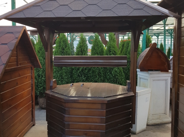 Wooden Well  With Metal Handle