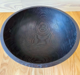 Charred salad bowl of natural wood (W 004)